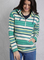 Weird Fish Lana 1/4 Zip Stripe Microfleece Hoodie
