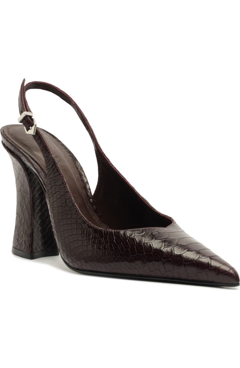 Schutz Michelle Snakeskin Embossed Slingback Pump, Main, color, Dark Plum