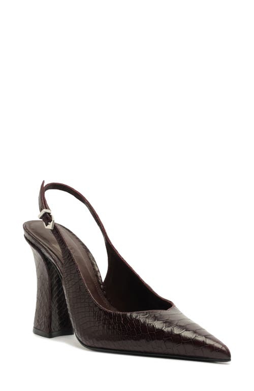 Schutz Michelle Snakeskin Embossed Slingback Pump In Brown