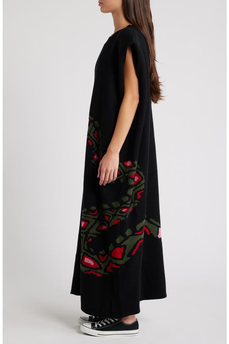 Big Reputation Oversize Maxi Sweater Dress, Alternate, color, BLACK