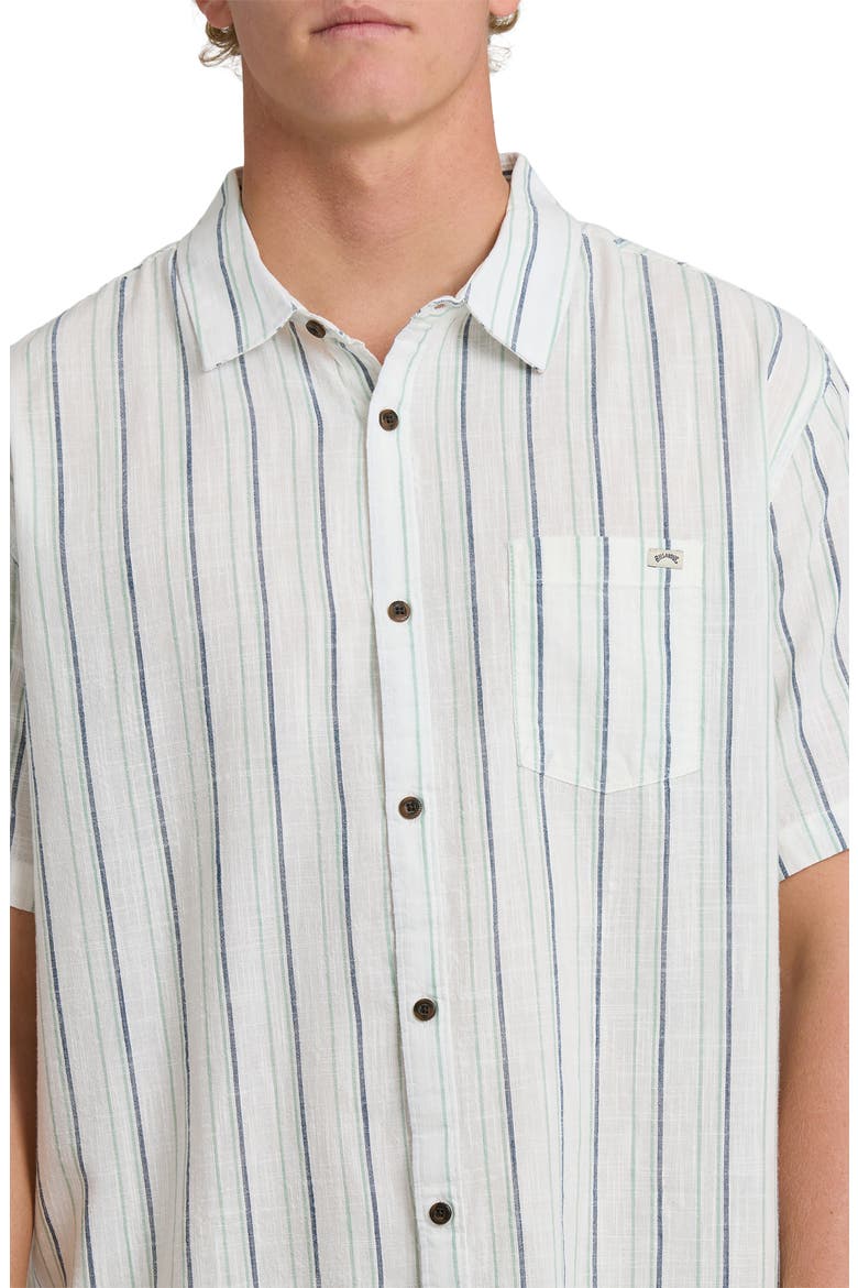 All Day Stripe Short Sleeve Button-Up Shirt, Alternate, color, CREAM