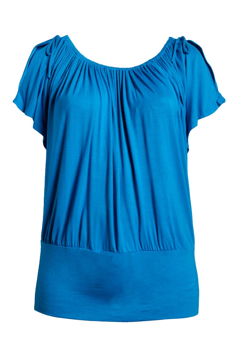 Banded Blouson Top, Alternate, color, TURQUOISE