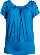 24seven Comfort Apparel Banded Blouson Top