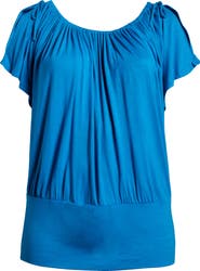 24seven Comfort Apparel Banded Blouson Top