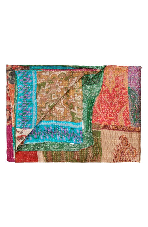 Kantha Silk Blend Throw Blanket