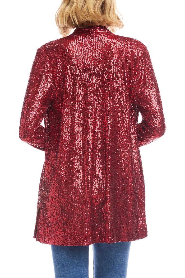 Sequin Open Front Jacket, Alternate, color, RUBY