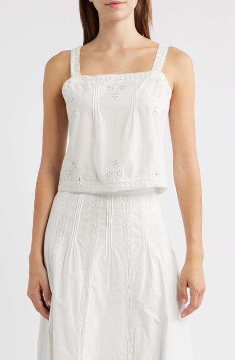 Amal Embroidered Eyelet Organic Cotton Top