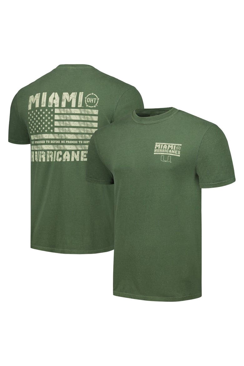 Men's Olive Miami Hurricanes OHT Military Appreciation Comfort Colors T-Shirt, Alternate, color, Olive