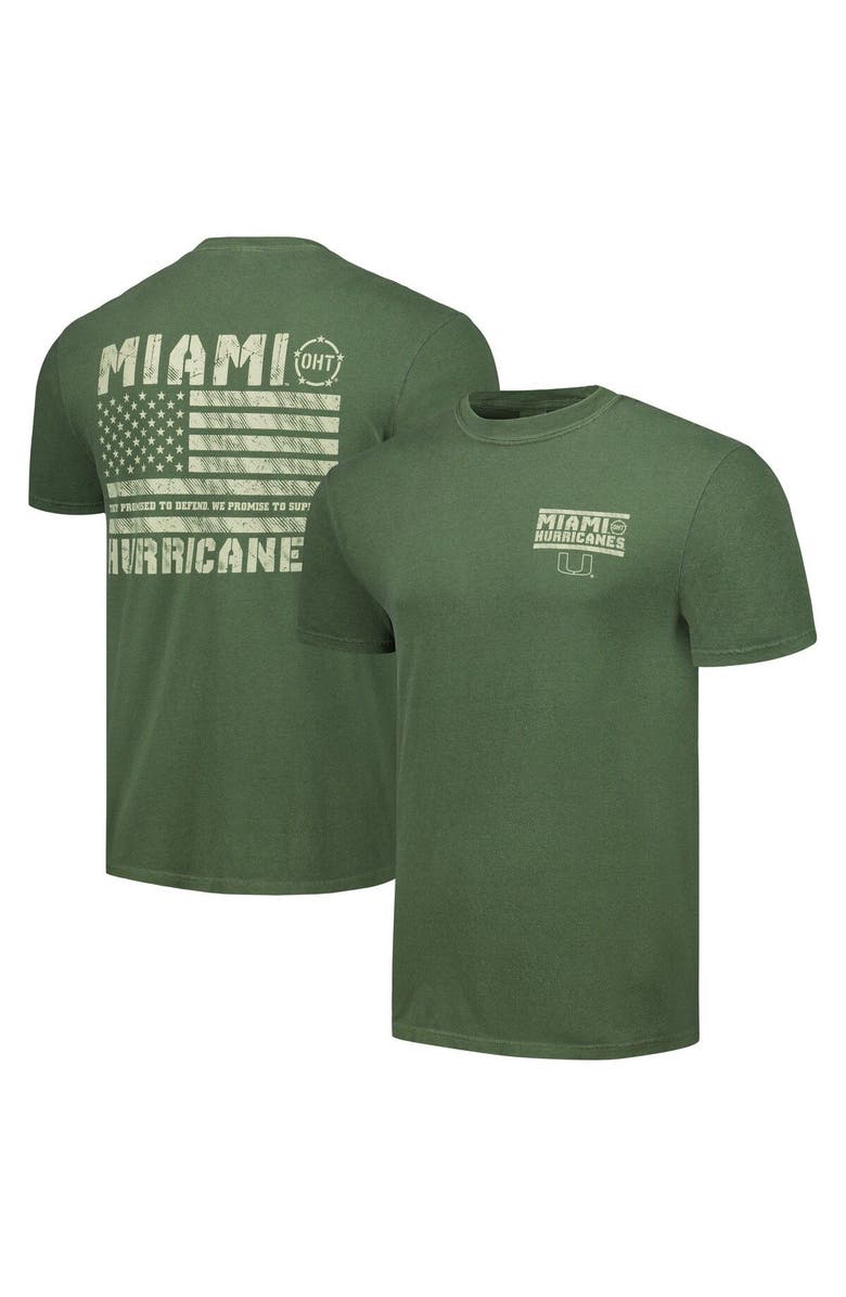 IMAGE ONE Men's Olive Miami Hurricanes OHT Military Appreciation Comfort Colors T-Shirt, Alternate, color, 