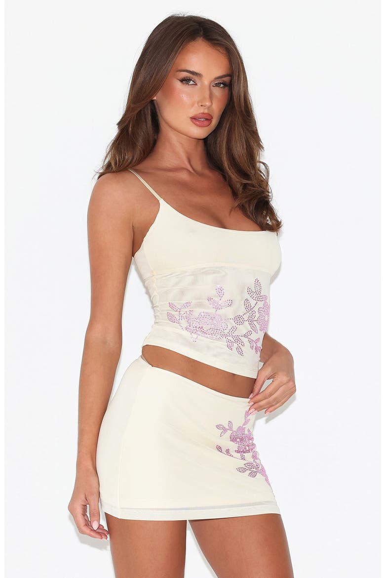 Octavia Floral Embellished Mesh Camisole, Alternate, color, CREAM