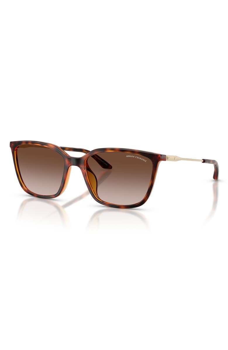 Armani Exchange 55mm Square Sunglasses, Alternate, color, Shiny Havana / Brown Gradient