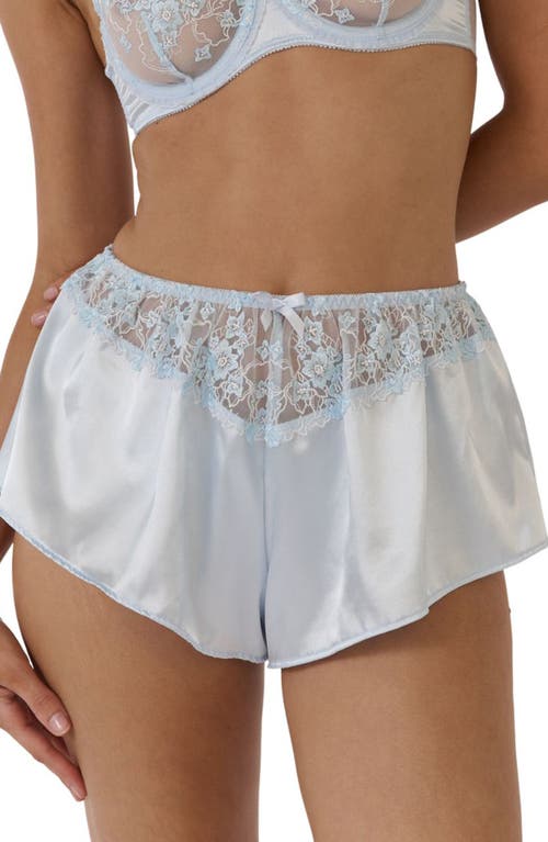 Kat The Label Mandy Lace Trim Satin Tap Shorts in Ice 
