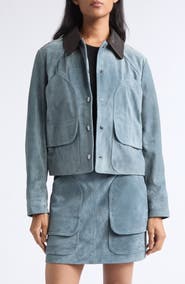 Veronica Beard Walters Cropped Suede Barn Jacket