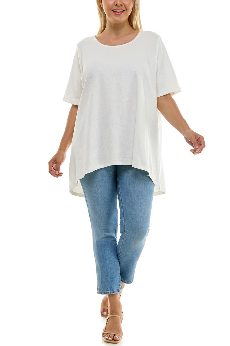 Elbow Length Sleeve High-Low Top, Alternate, color, IVORY