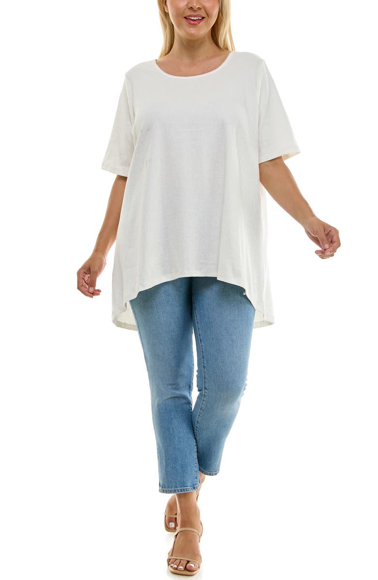Nina Leonard Elbow Length Sleeve High-Low Top, Alternate, color, Ivory