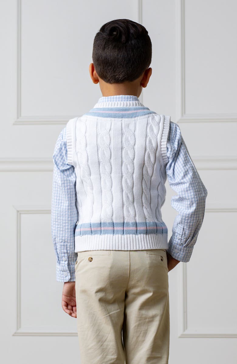 Hope & Henry Boys' Organic Cricket Sweater Vest, Kids, Alternate, color, White With Blue And Pink