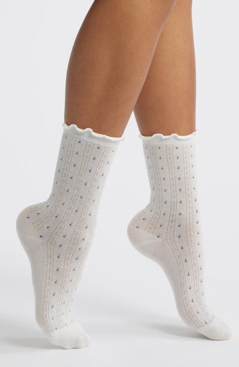 Margot Floral Pointelle Crew Socks
