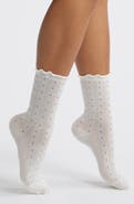 Casa Clara Margot Floral Pointelle Crew Socks