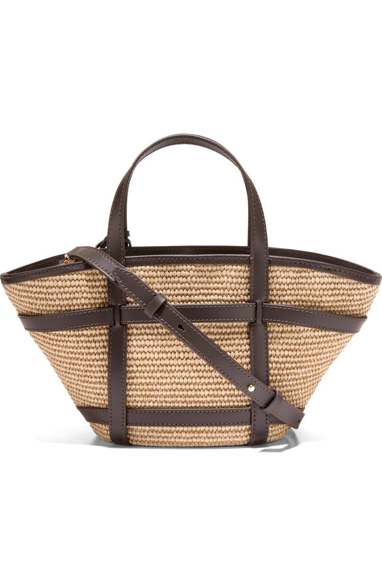 Cole Haan Key West Crossbody Tote, Alternate, color, Natural Raffia/ Dk. Chocolate