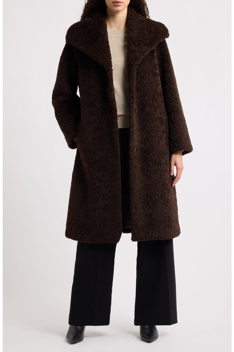 Faux Fur Shawl Collar Coat, Main, color, SMOKED TRUFFLE