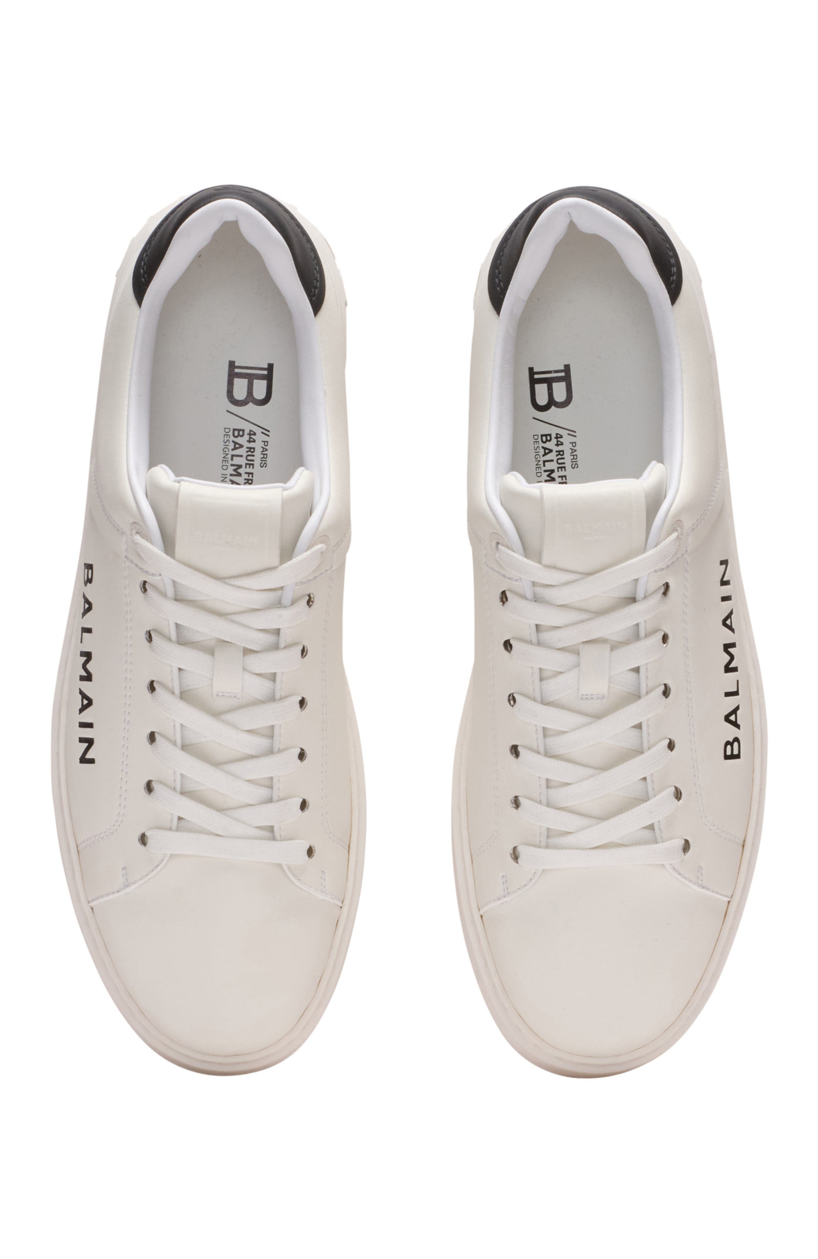 Balmain B-Court trainers in leather calfskin, Alternate, color, White