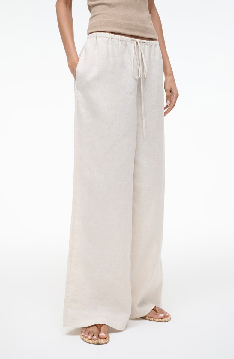 STAUD Mateo Mid Rise Linen Pants, Alternate, color, Natural