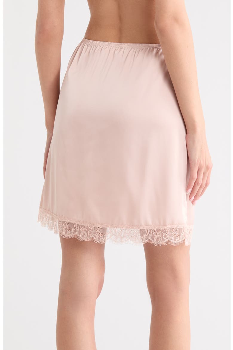 Scalloped Lace Trim Satin Slip Skirt, Alternate, color, PINK SEPIA