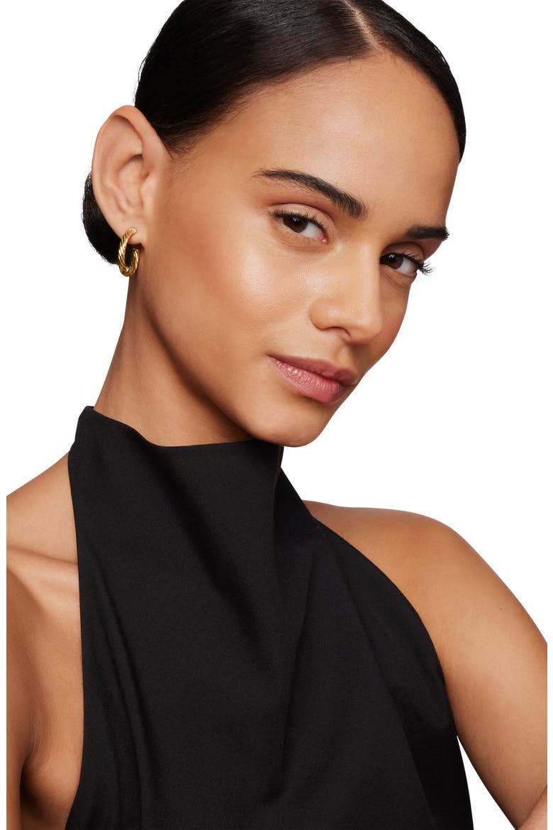 Small Cablespira Hoop Earrings in 18K Yellow Gold, Alternate, color, GOLD