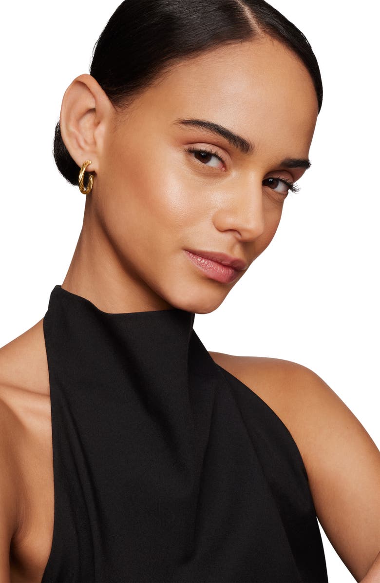 David Yurman Small Cablespira Hoop Earrings in 18K Yellow Gold, Alternate, color, Gold