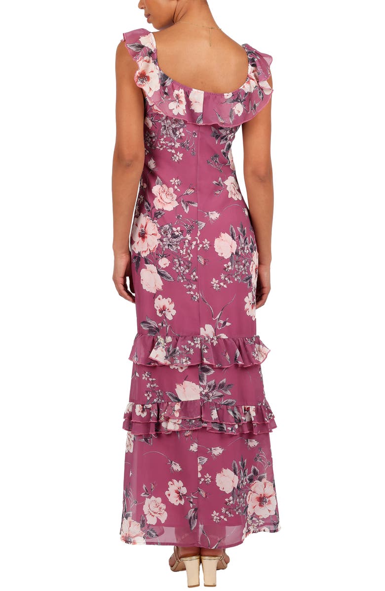 Petal & Pup Irelynn Ruffle Convertible Floral Maxi Dress, Alternate, color, Dark Rose Floral