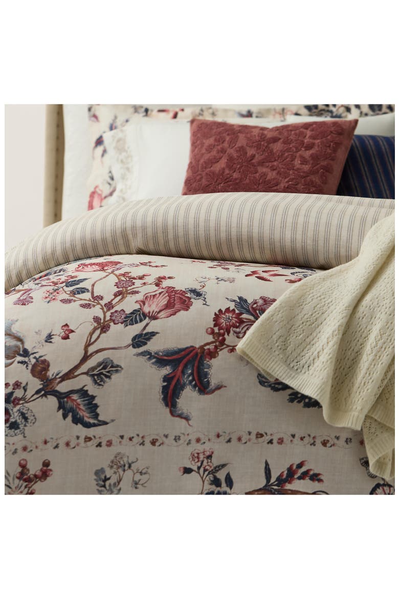 Annalise Flowering Vines Duvet Cover, Alternate, color, TRUE CREAM MULTI
