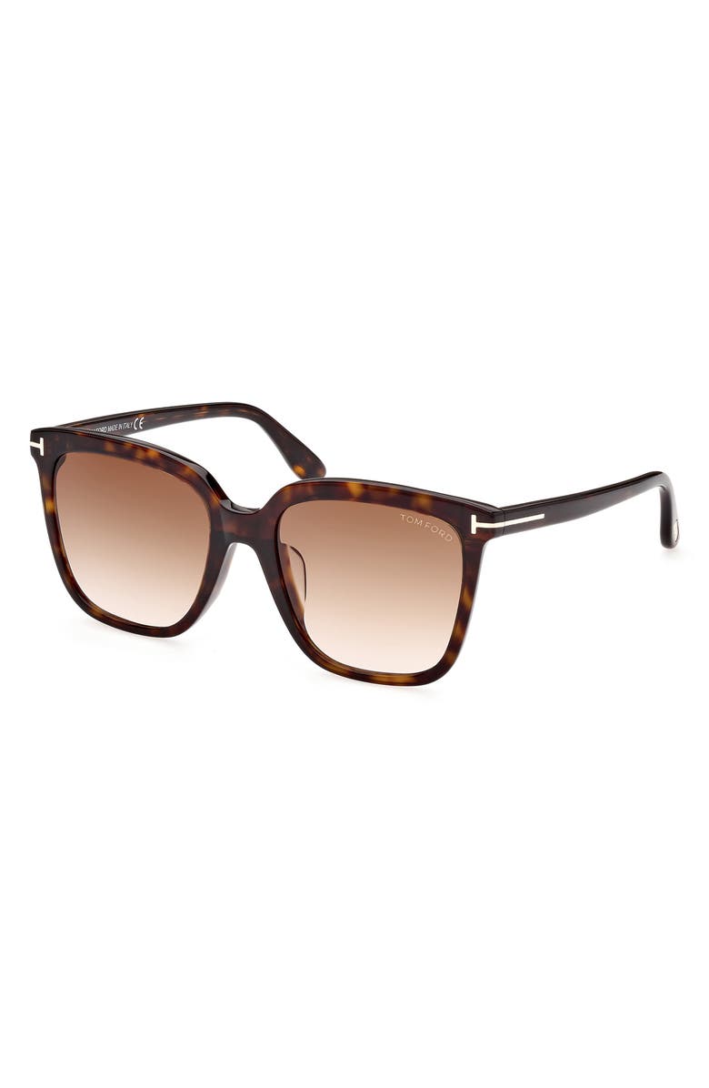 TOM FORD 55mm Butterfly Sunglasses, Alternate, color, Dark Havana / Gradient Brown