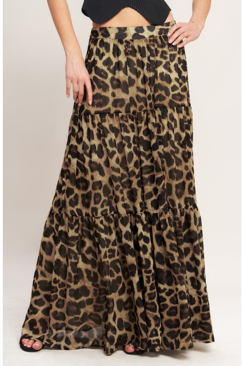 Printed Maxi Skirt, Main, color, LEOPARD
