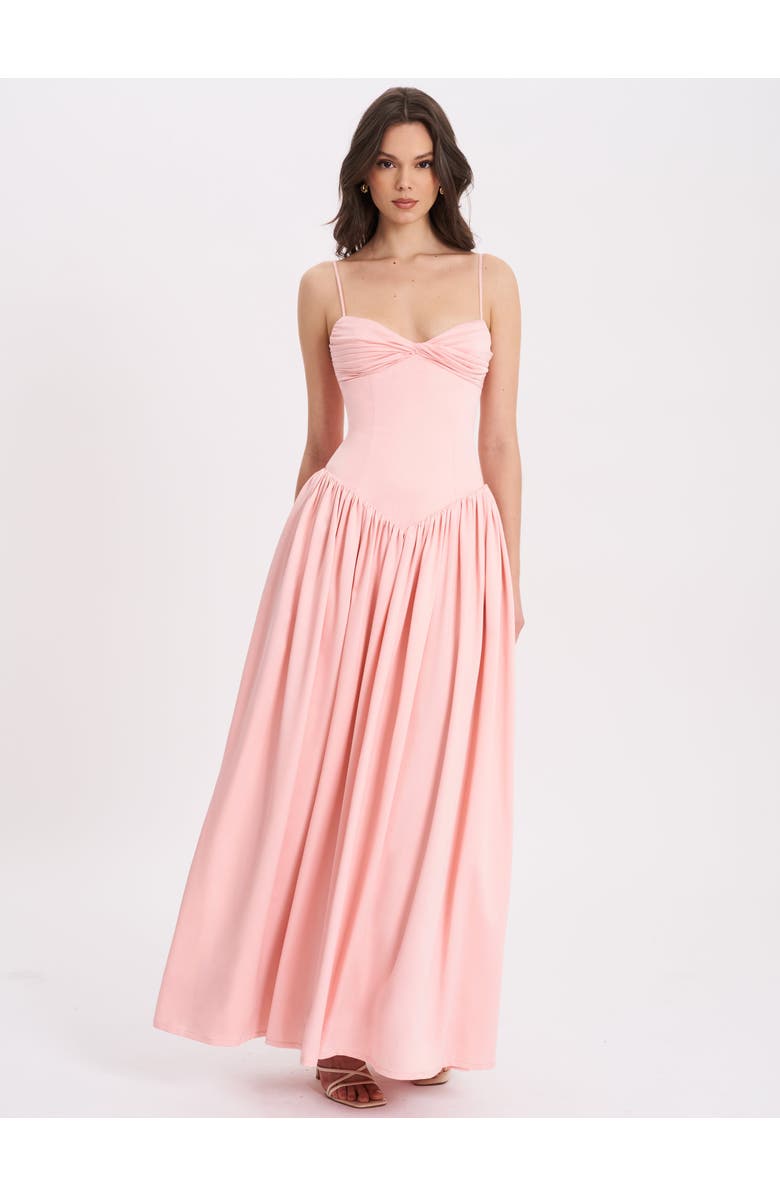 Miss Circle Najwa Ruched Breast Drop Waist Maxi Dress, Main, color, Baby Pink