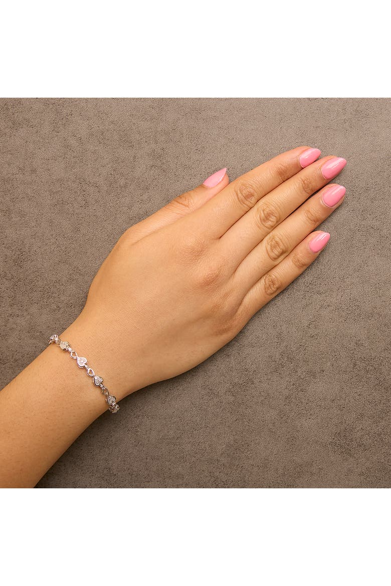 .925 Sterling Silver 1/4 Cttw Diamond Infinity Heart Link Bracelet, Alternate, color, Silver