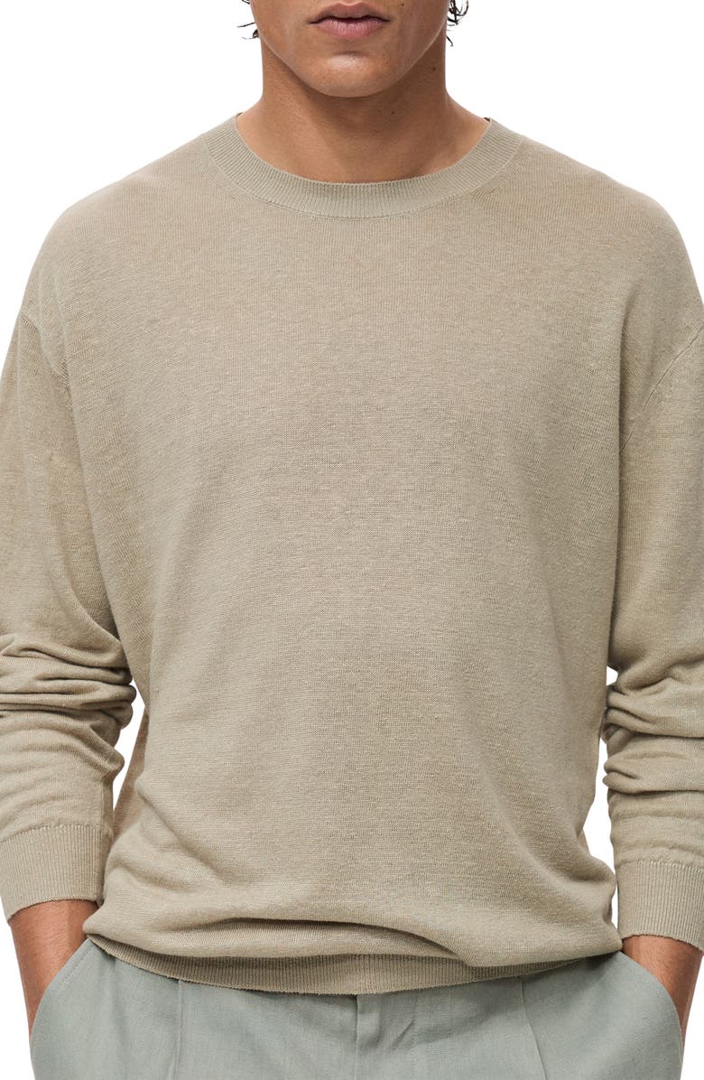 MANGO Crewneck Linen Sweater, Main, color, 