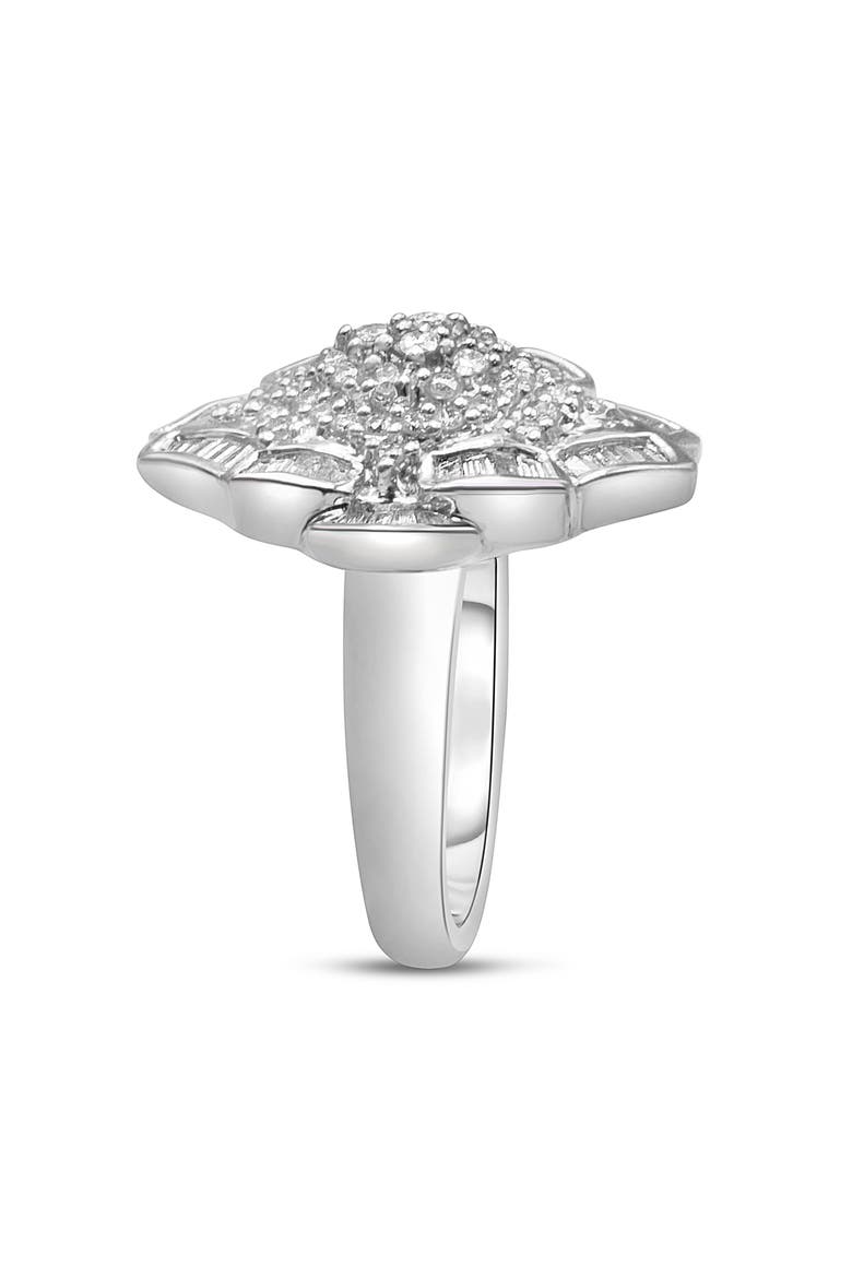 14K White Gold 7/8 Cttw Diamond Cluster Ring, Alternate, color, White