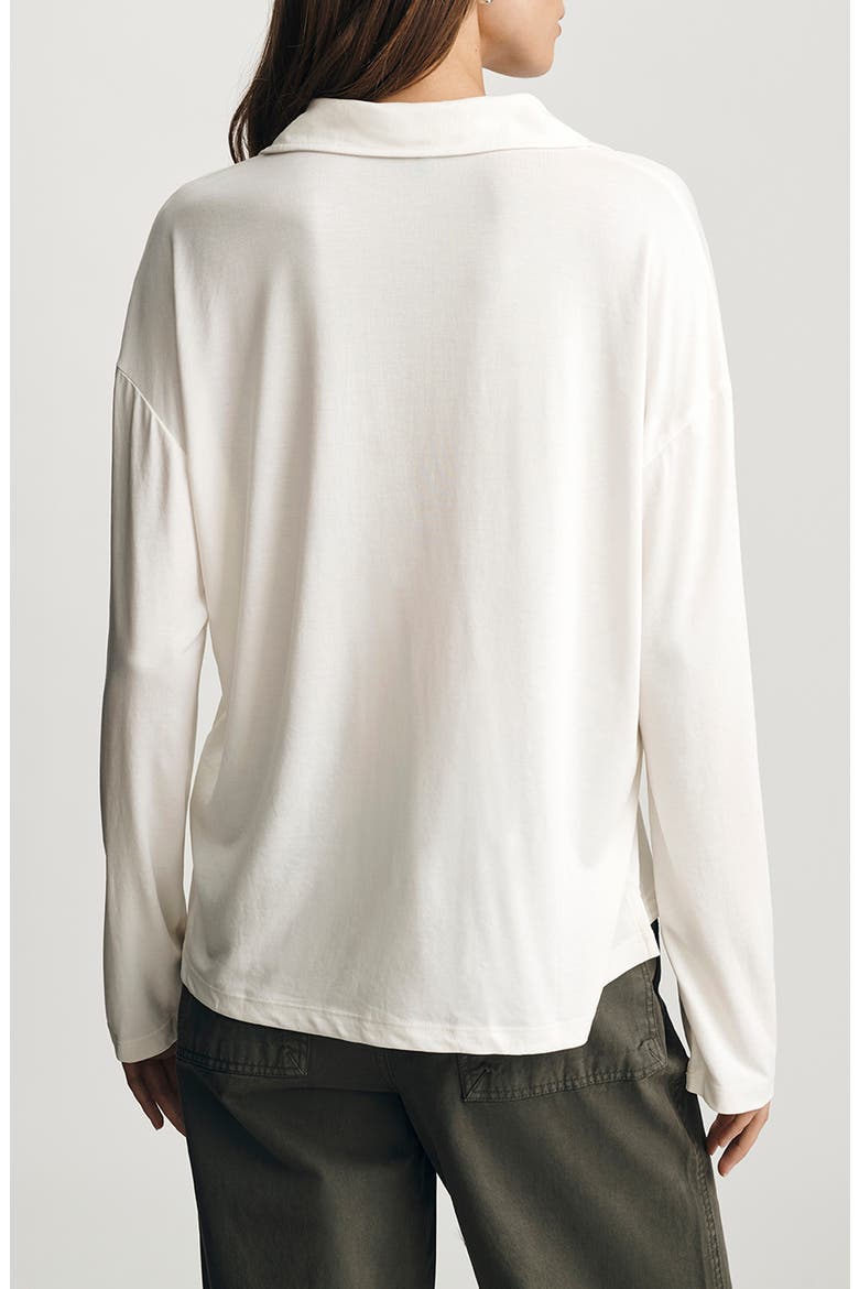 Luxe Touch Collar Long Sleeve T-Shirt, Alternate, color, ANTIQUE WHITE