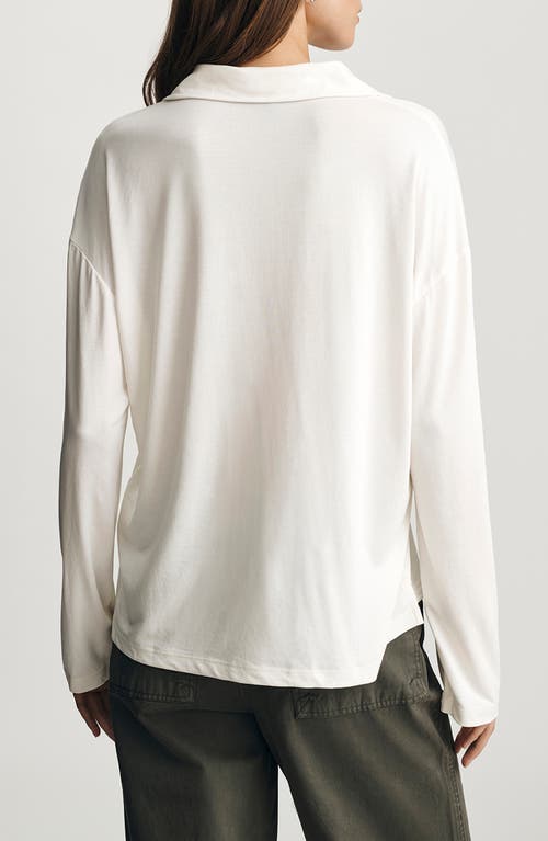 Mavi Jeans Luxe Touch Collar Long Sleeve T-shirt In White