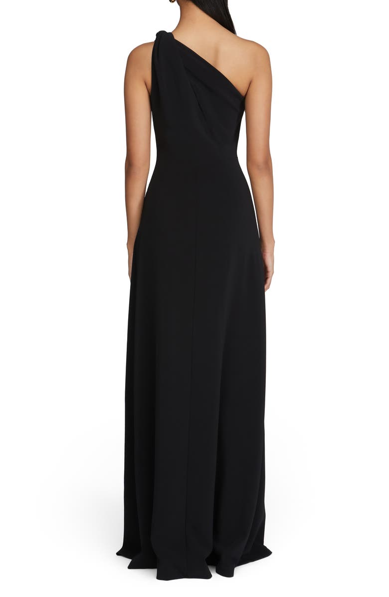 HALSTON Navi Luxe Stretch Crepe Gown, Alternate, color, Black