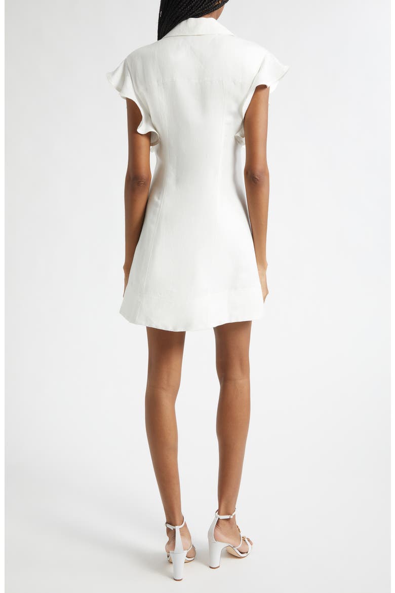 Nikki Ruffle Sleeve Linen Blend Shirtdress, Alternate, color, WHITE LINEN