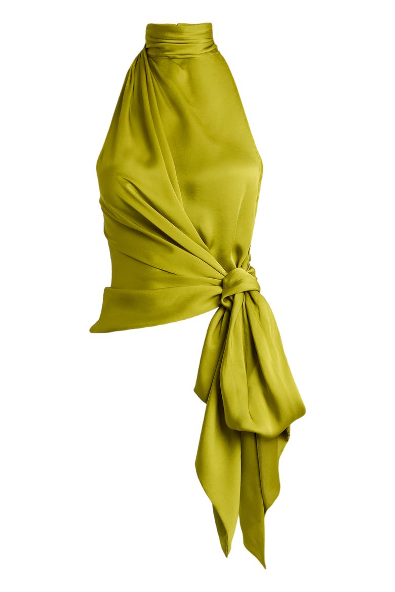 Open-Back Silk Chiffon Top, Alternate, color, green