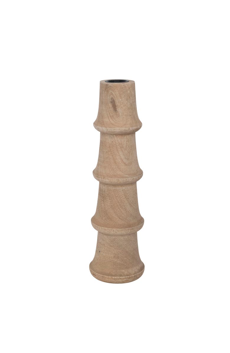 Storied Home Hand-carved Mango Wood Taper Candle Holder, Main, color, Brown