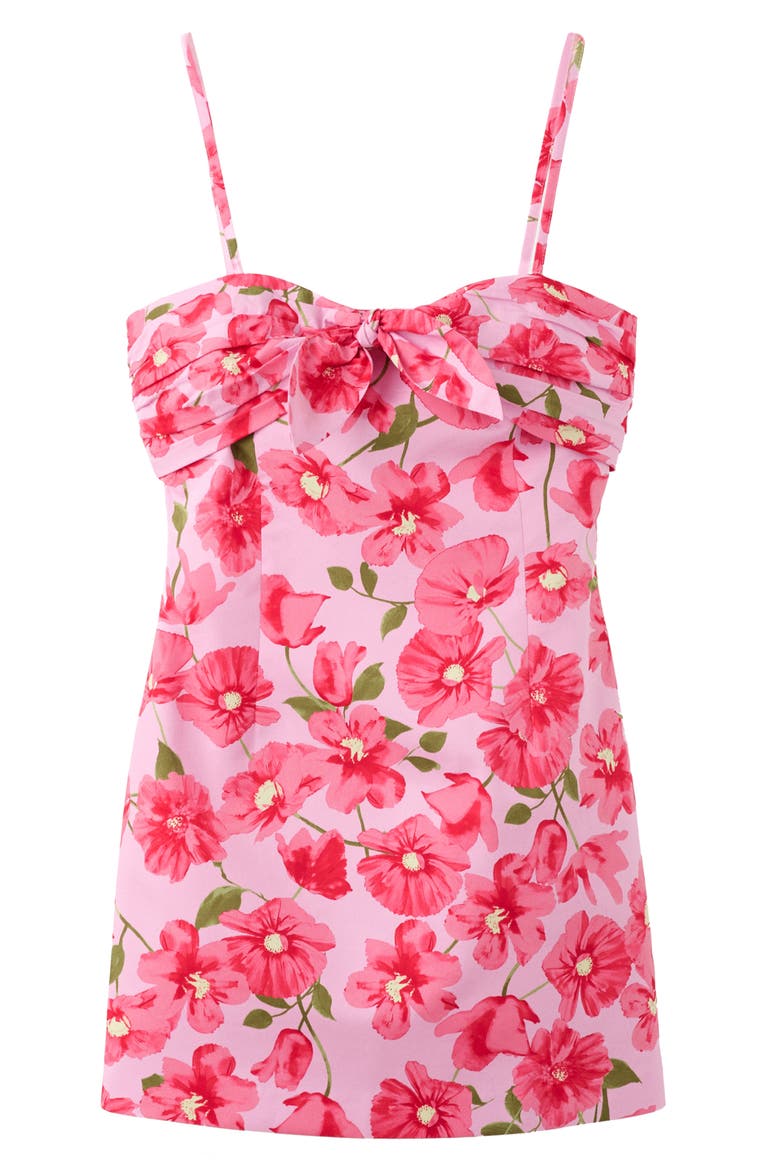 Bow Floral Cotton Dress, Alternate, color, FUCHSIA