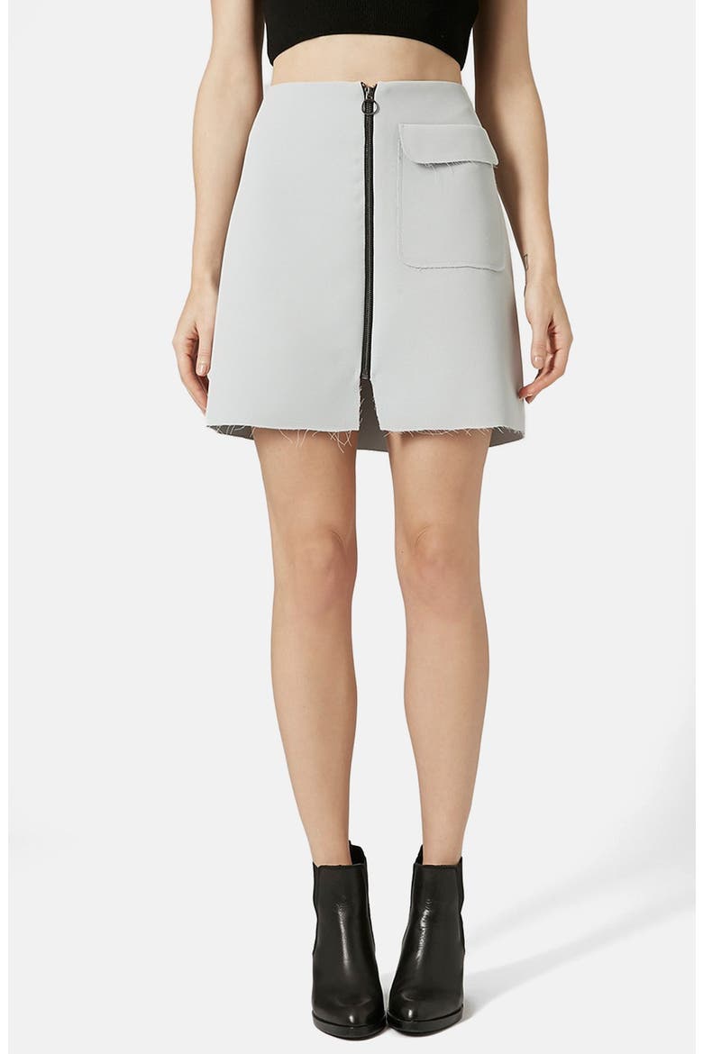 Distressed Crepe A-Line Skirt, Main, color, LIGHT BLUE