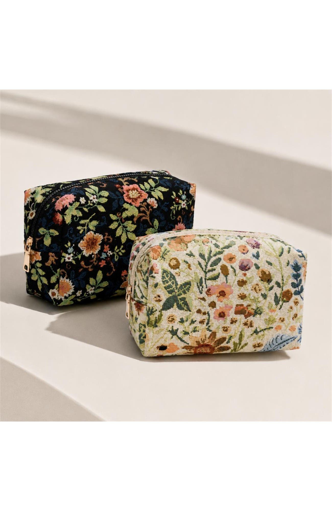 Garden Tapestry Cosmetic & Travel Organizer Pouch, Alternate, color, Cream