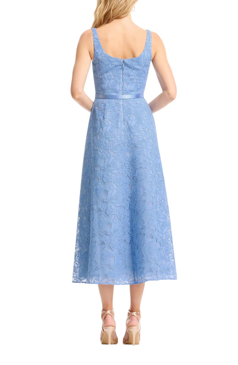 Dress the Population Shelby Floral Guipure Lace Cocktail Midi Dress, Alternate, color, Sky