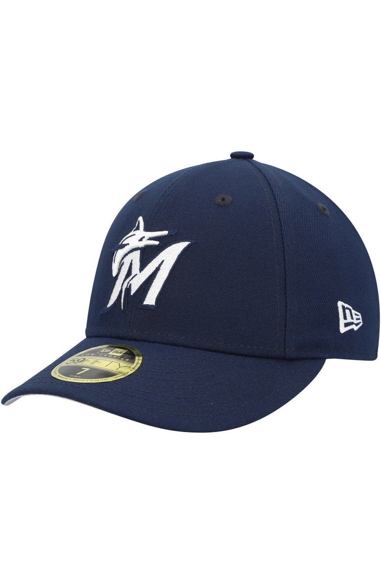 New Era Men's New Era Navy Miami Marlins Oceanside Low Profile 59FIFTY Fitted Hat, Main, color,