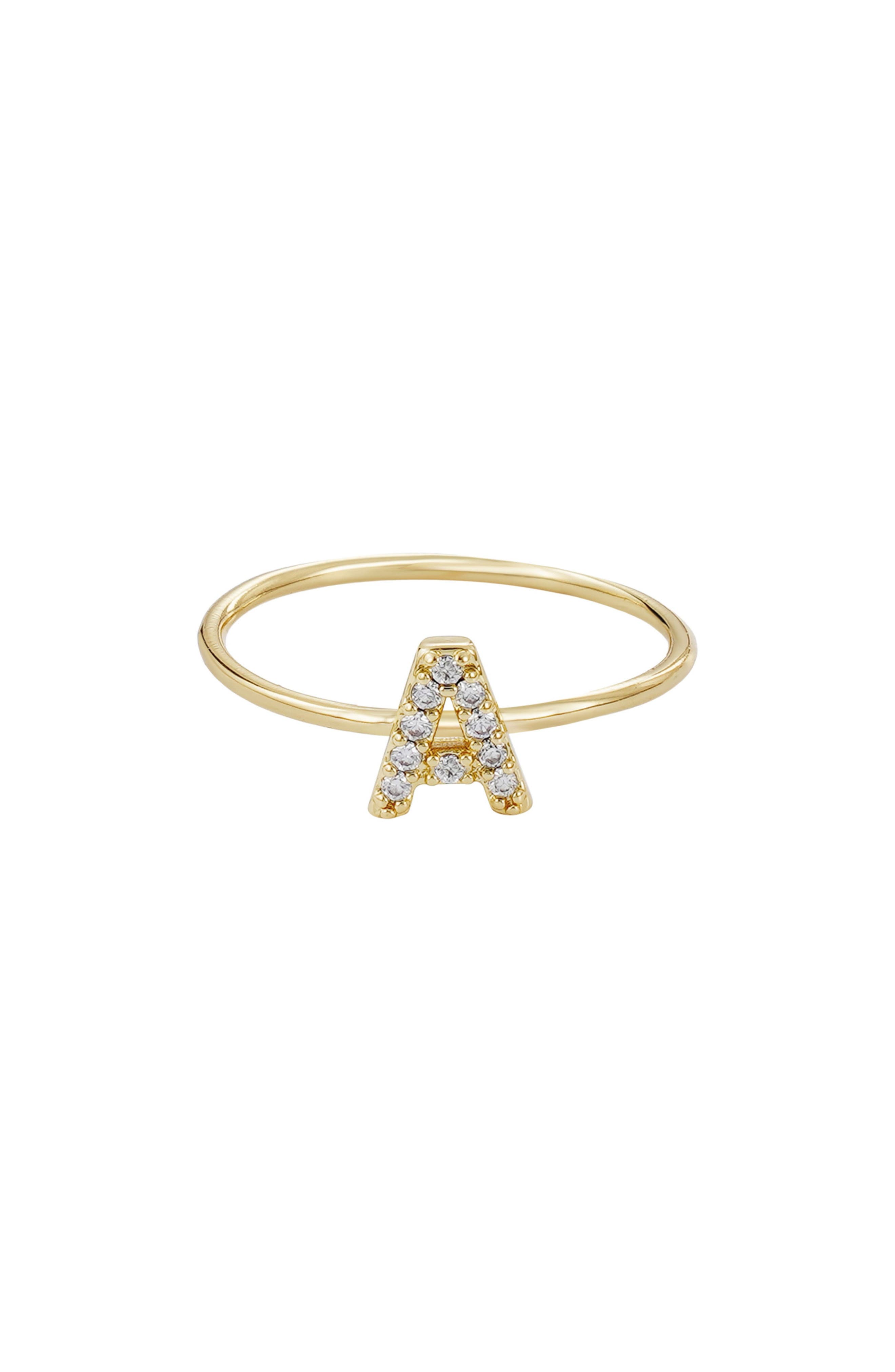Adornia Pavé CZ Initial Charm Ring