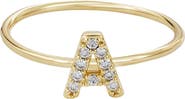 Adornia Pavé CZ Initial Charm Ring